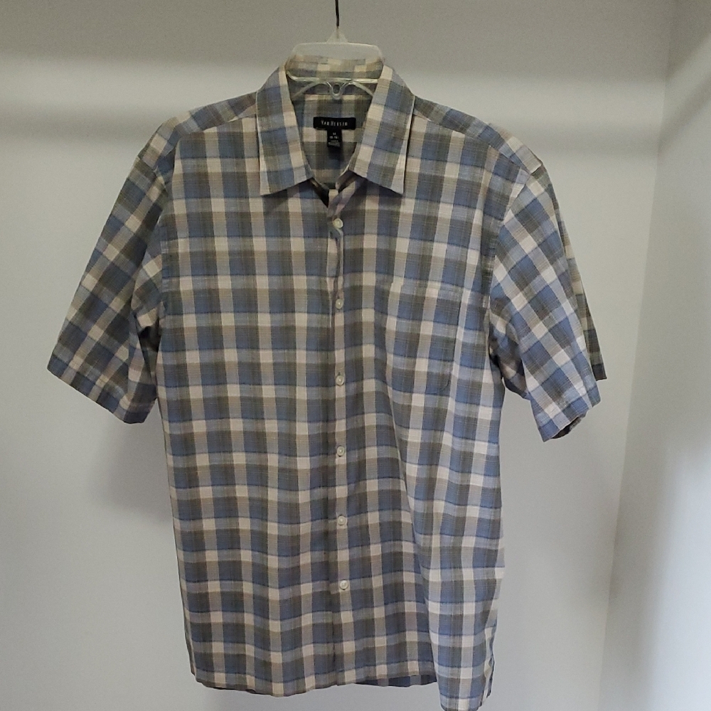 Van Huesen Blue and White Casual Button Down Shirt